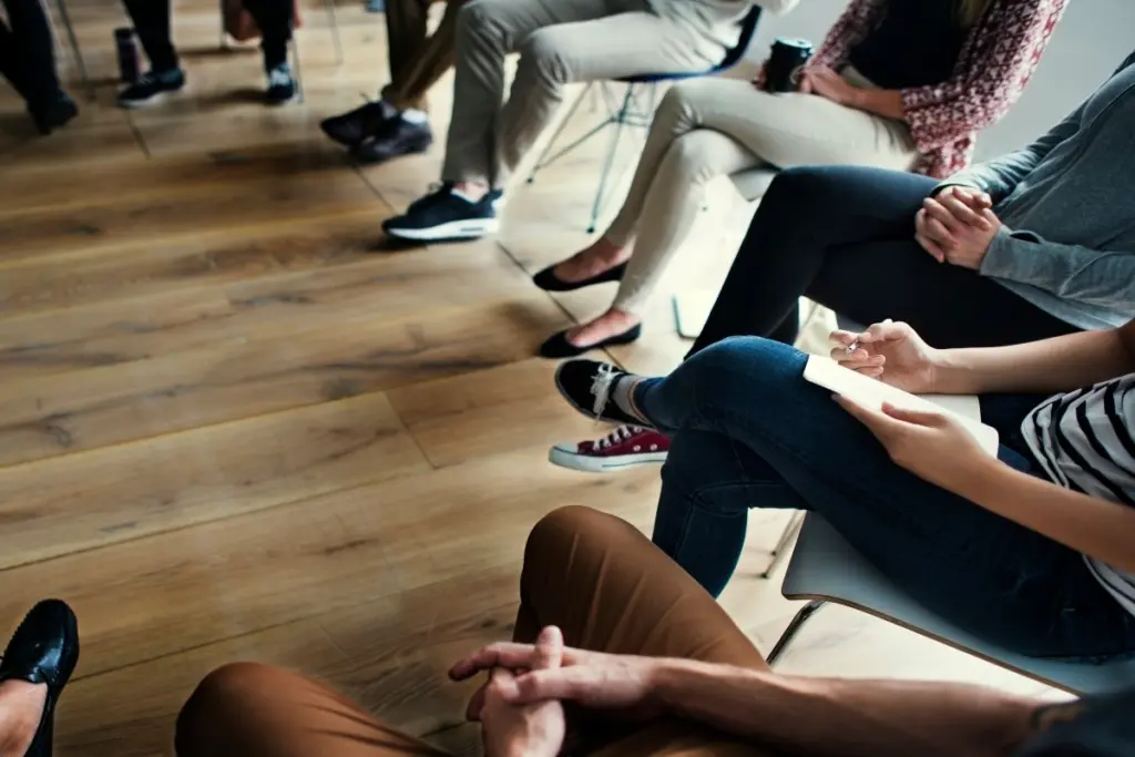 Group therapy session for addicts.