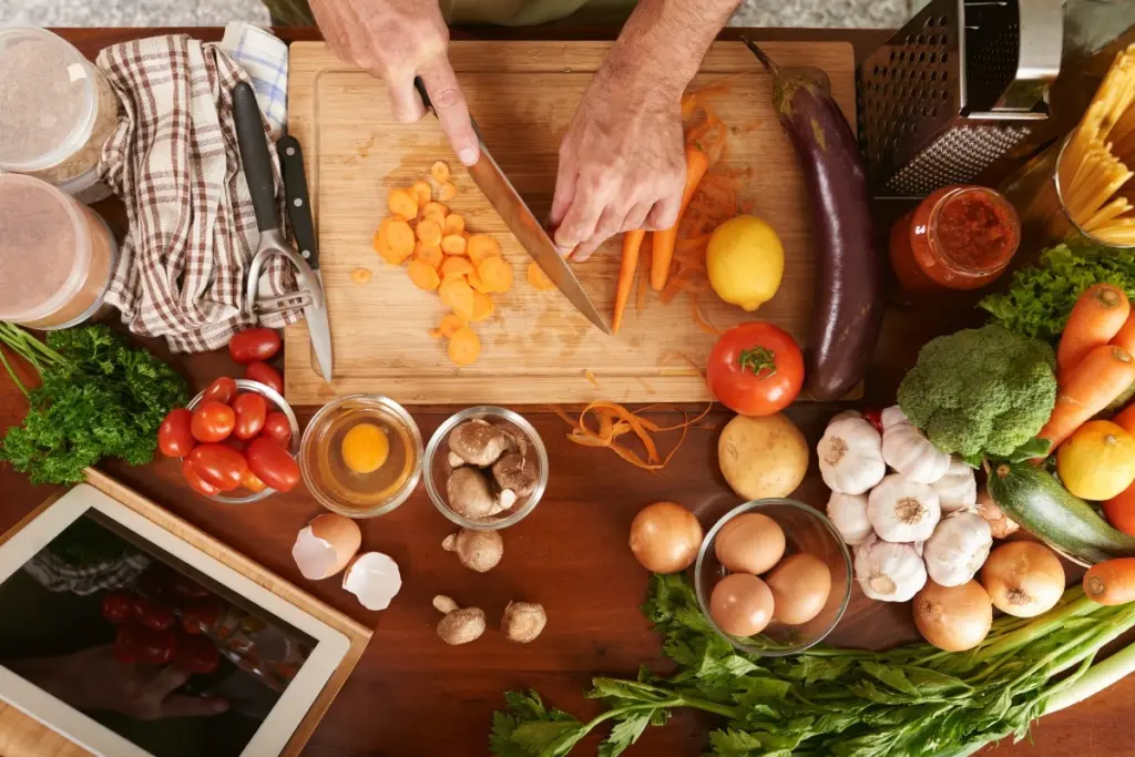 Person preparing a healthy meal.