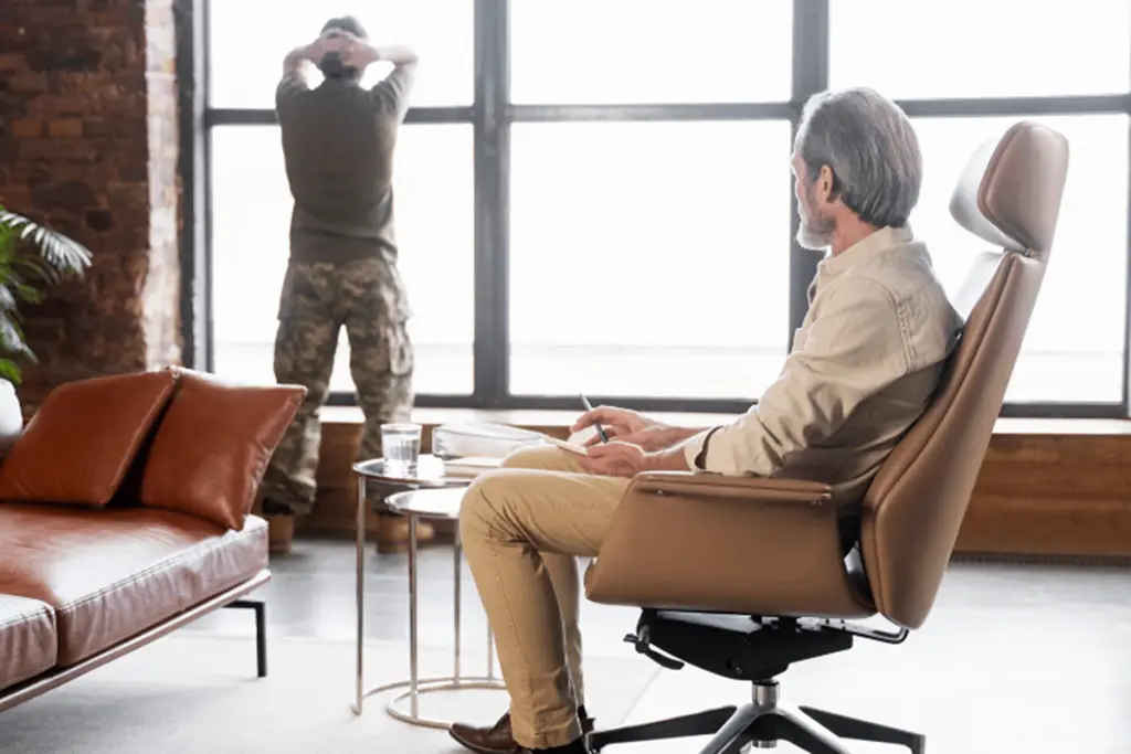 A man in an individual psychotherapy session