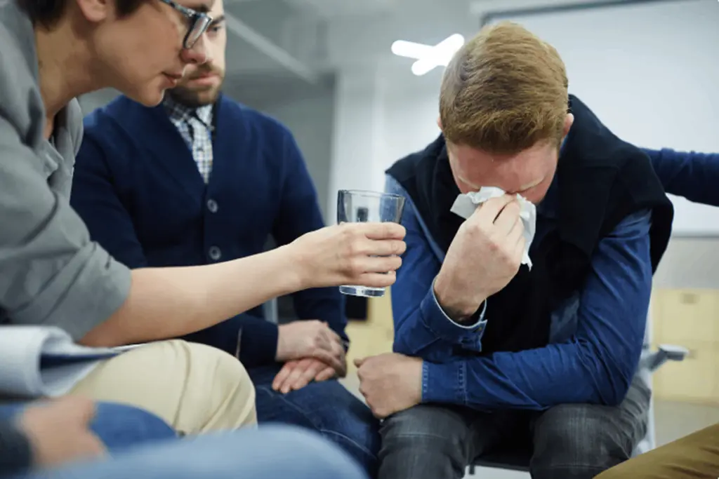 Stressed-out family fighting with addiction